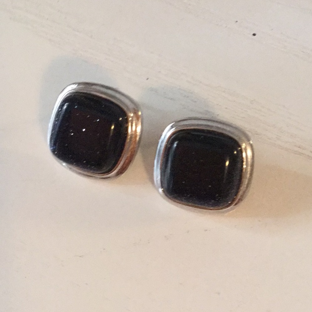 Navy shimmery navy stud earrings